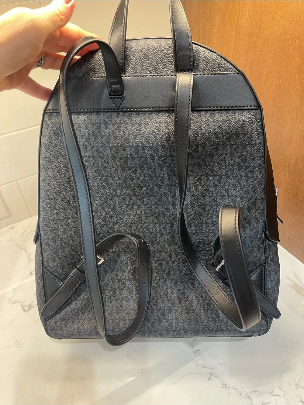 Michael Kors Black MK Logo Dome Backpack